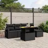 Image de vidaXL Salon de jardin 6 pcs avec coussins noir résine tressée