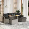 Image de vidaXL Salon de jardin 6 pcs avec coussins gris résine tressée