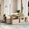 Image de vidaXL Salon de jardin avec coussins 5 pcs beige résine tressée