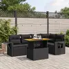 Image de vidaXL Salon de jardin 6 pcs avec coussins noir résine tressée