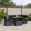 Image de vidaXL Salon de jardin 6 pcs avec coussins noir résine tressée