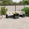 Image de vidaXL Salon de jardin 7 pcs avec coussins noir résine tressée