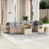 Image de vidaXL Salon de jardin avec coussins 7 pcs beige résine tressée