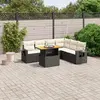 Image de vidaXL Salon de jardin 7 pcs avec coussins noir résine tressée