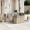 Image de vidaXL Salon de jardin avec coussins 9 pcs beige résine tressée