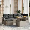 Image de vidaXL Salon de jardin avec coussins 7 pcs gris résine tressée