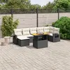 Image de vidaXL Salon de jardin 8 pcs avec coussins noir résine tressée