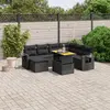Image de vidaXL Salon de jardin 8 pcs avec coussins noir résine tressée