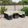 Image de vidaXL Salon de jardin 10 pcs avec coussins noir résine tressée
