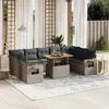 Image de vidaXL Salon de jardin avec coussins 10 pcs gris résine tressée