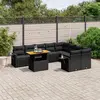 Image de vidaXL Salon de jardin 10 pcs avec coussins noir résine tressée