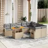 Image de vidaXL Salon de jardin avec coussins 10 pcs beige résine tressée