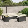 Image de vidaXL Salon de jardin 10 pcs avec coussins noir résine tressée
