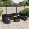 Image de vidaXL Salon de jardin 11 pcs avec coussins noir résine tressée