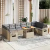 Image de vidaXL Salon de jardin 11 pcs avec coussins beige résine tressée