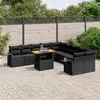 Image de vidaXL Salon de jardin 11 pcs avec coussins noir résine tressée