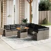 Image de vidaXL Salon de jardin 11 pcs avec coussins gris résine tressée