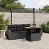 Image de vidaXL Salon de jardin 5 pcs avec coussins noir résine tressée