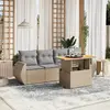 Image de vidaXL Salon de jardin avec coussins 5 pcs beige résine tressée