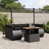 Image de vidaXL Salon de jardin 7 pcs avec coussins noir résine tressée