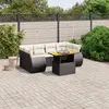 Image de vidaXL Salon de jardin 7 pcs avec coussins noir résine tressée