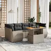 Image de vidaXL Salon de jardin avec coussins 7 pcs gris résine tressée
