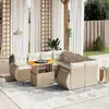 Image de vidaXL Salon de jardin avec coussins 9 pcs beige résine tressée