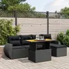 Image de vidaXL Salon de jardin 6 pcs avec coussins noir résine tressée