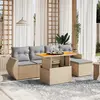 Image de vidaXL Salon de jardin avec coussins 6 pcs beige résine tressée