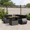 Image de vidaXL Salon de jardin 6 pcs avec coussins noir résine tressée