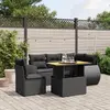 Image de vidaXL Salon de jardin 6 pcs avec coussins noir résine tressée