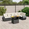 Image de vidaXL Salon de jardin 7 pcs avec coussins noir résine tressée