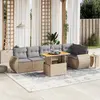 Image de vidaXL Salon de jardin avec coussins 7 pcs beige résine tressée