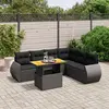 Image de vidaXL Salon de jardin 7 pcs avec coussins noir résine tressée