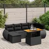 Image de vidaXL Salon de jardin 7 pcs avec coussins noir résine tressée