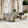 Image de vidaXL Salon de jardin avec coussins 8 pcs beige résine tressée