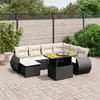 Image de vidaXL Salon de jardin 8 pcs avec coussins noir résine tressée