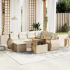 Image de vidaXL Salon de jardin avec coussins 8 pcs beige résine tressée