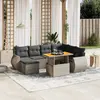 Image de vidaXL Salon de jardin 8 pcs avec coussins gris résine tressée