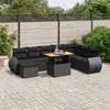 Image de vidaXL Salon de jardin 9 pcs avec coussins noir résine tressée