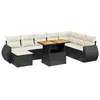 Image de vidaXL Salon de jardin 9 pcs avec coussins noir résine tressée
