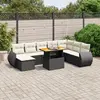 Image de vidaXL Salon de jardin 9 pcs avec coussins noir résine tressée