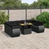 Image de vidaXL Salon de jardin 10 pcs avec coussins noir résine tressée