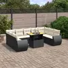 Image de vidaXL Salon de jardin 10 pcs avec coussins noir résine tressée