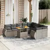 Image de vidaXL Salon de jardin avec coussins 10 pcs gris résine tressée