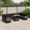Image de vidaXL Salon de jardin 11 pcs avec coussins noir résine tressée
