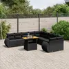 Image de vidaXL Salon de jardin 11 pcs avec coussins noir résine tressée