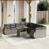 Image de vidaXL Salon de jardin 11 pcs avec coussins gris résine tressée