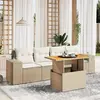 Image de vidaXL Salon de jardin avec coussins 5 pcs beige résine tressée