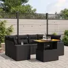 Image de vidaXL Salon de jardin 7 pcs avec coussins noir résine tressée